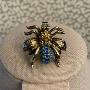 Express Gold and Blue Bee Ring - Sz 7 EUC